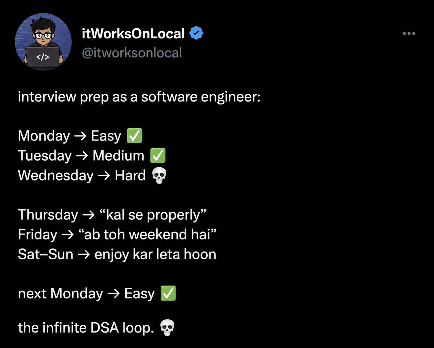 The weekly DSA interview-preparation loop
